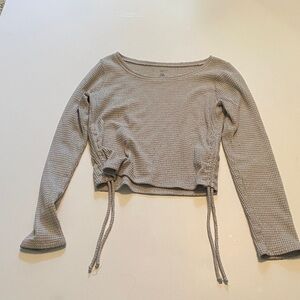 Gray Long Sleeve Waffle Knit Top Gilly Hicks